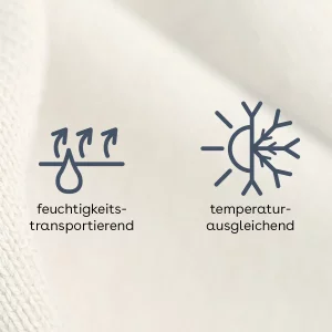 Symbole für feuchtigkeitstransportierende und temperaturausgleichende Eigenschaften von Merinowolle