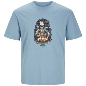 T-Shirt mit Skull-Print mittelblau_MOUNTAIN SPRING | 3XL