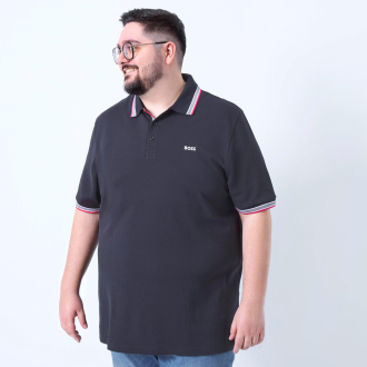 Poloshirt mit Kontrastdetails schwarz_002 | 6XL