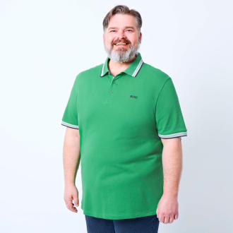 Poloshirt mit Kontrastdetails grasgrün_364 | 5XL