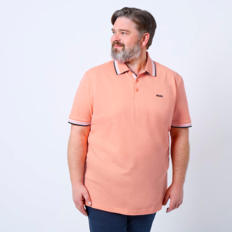 Poloshirt mit Kontrastdetails korallrot_649 | 5XL