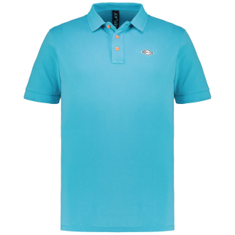 Poloshirt mit Garment-Dye-Färbung türkis_384 | 3XL